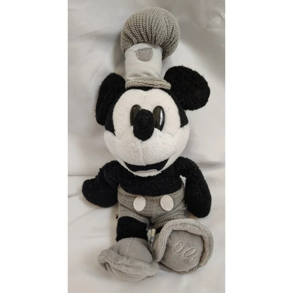Disney World 2000 Black & White Mickey Mouse Steamboat Willie Plush